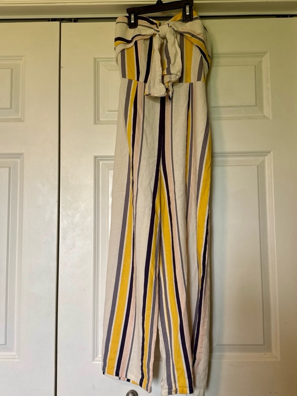 Gypsies & Moondust Strapless Striped Linen Blend Jumpsuit Womens Size 5 Wide Leg